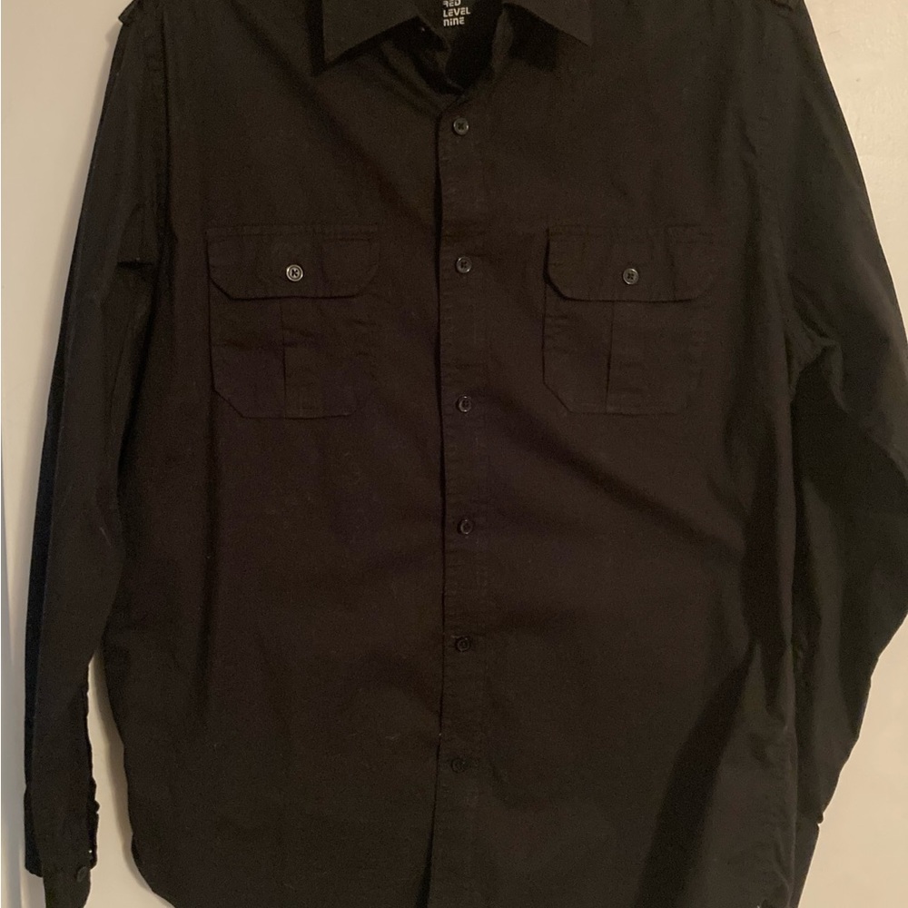 Men's Black Long Sleeve Button up shirt Size:Large